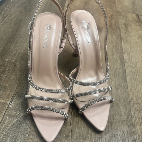 TOP Moda Shoes - TOP Moda Women's Blush Heels with Rhinestone Accents